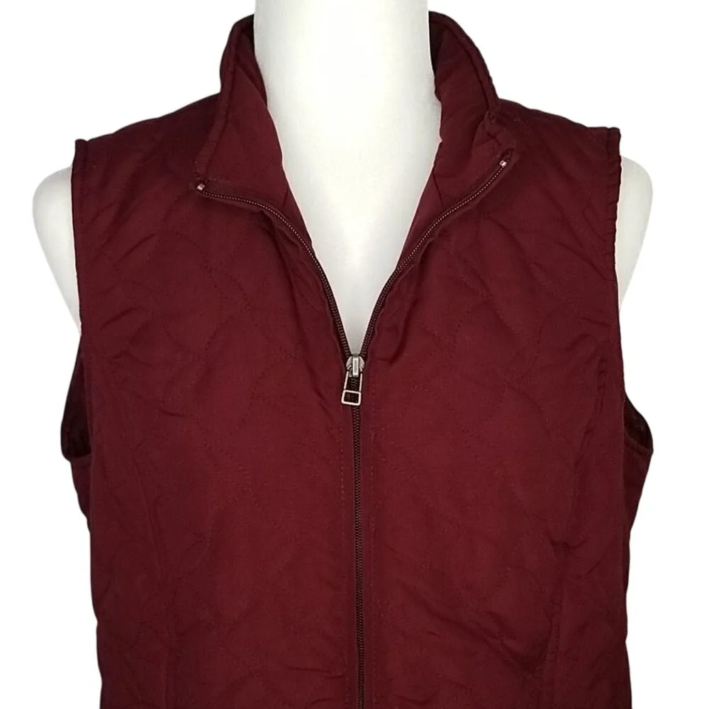 Christopher & Banks Burgundy Quilted‎ V…